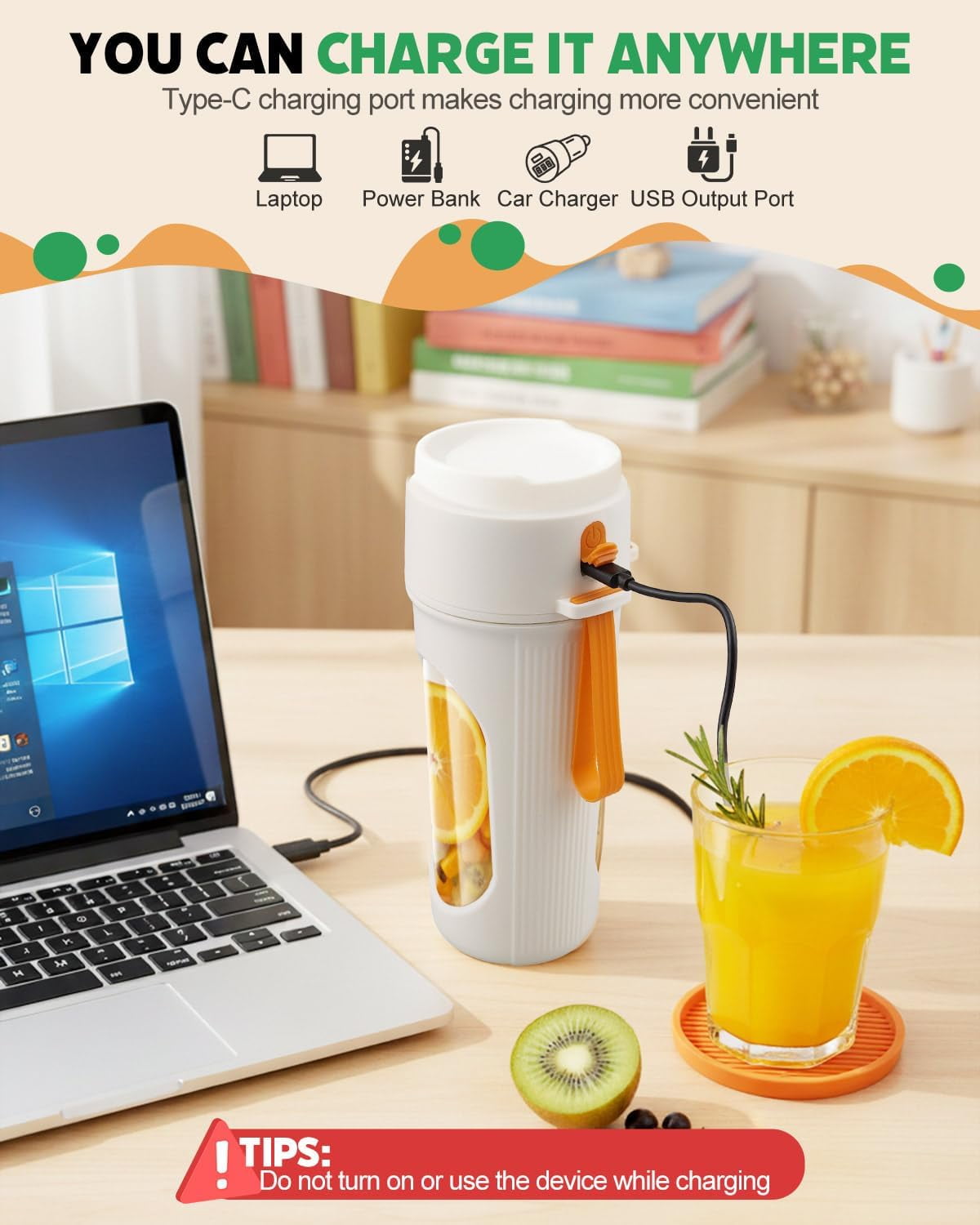SLUMLOVE Personal Blender for Shakes and Smoothies, 15Oz Portable Blender with Juicing & Straw Lids, Fresh Juice Blender, Small Ice Crushing Blender