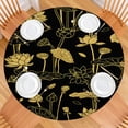 thumbnail image 2 of Colorful Retro Floral Round Table Cover Elastic Edge Waterproof Tablecloth with Tropical Floral Design, 2 of 5