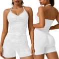 thumbnail image 2 of Soyumi Two Piece Workout Sets For Women, Tank Top seamless Halter Sports Bra Matching High Waist Booty Lifting Shorts Gym Yoga Active Wear OutfitsWhite, 2 of 5