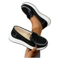 thumbnail image 4 of SYMOID Womens Black Platform Loafers - Comfortable Pu Faux Leather Shoes with Bow Accent, Shock-Absorbent Slip-Resistant Sole, Wide Size 36-43 for Work & Casual Wear,Size 38, 4 of 8