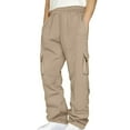 thumbnail image 2 of NIEWTR Mens Cargo Cargo Pants Wide Leg Casual Sport Work Casual Trouser Stretch Elastic Waist Joggers Athletic Casual Pants (Khaki,XXL), 2 of 9