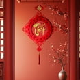 thumbnail image 2 of Lilixerw 2026 Spring New Year Hanging Decoration,Red Paper Fan with Blessing Tassel,17.7 x 30.7 inch Flocking Festive Ornament for Spring Festival Home Decor, 2 of 5
