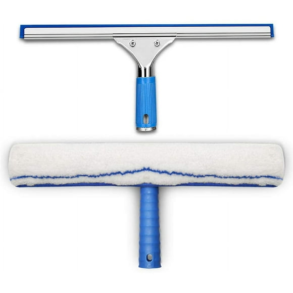 Window Cleaning Kit, Window Squeegee and Microfiber Cloth, Shower Squeegee with Rubber Lip, Window Cleaning Tool, Aquablade Squeegee 35cm