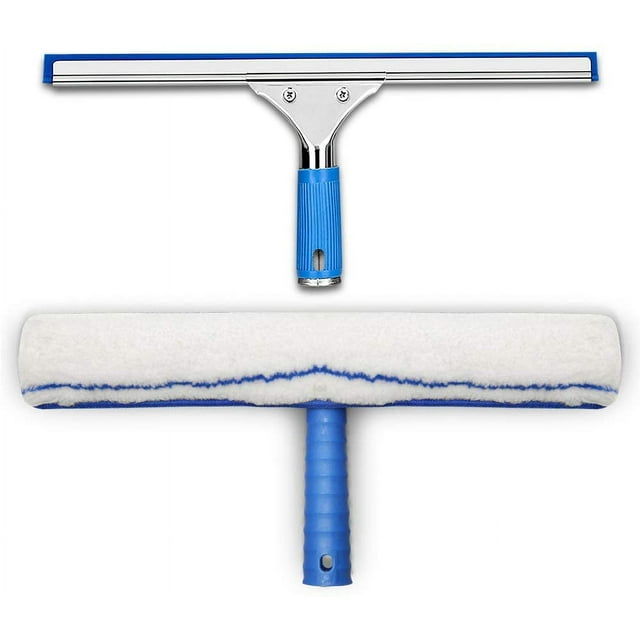 Window Cleaning Kit, Window Squeegee and Microfiber Cloth, Shower Squeegee with Rubber Lip, Window Cleaning Tool, Aquablade Squeegee 35cm