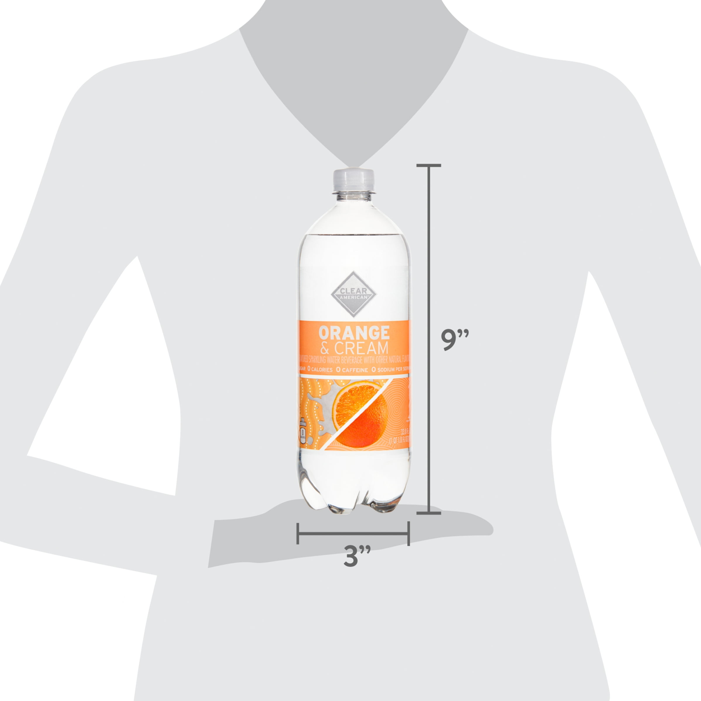 Clear American Orange & Cream Sparkling Water, 33.8 fl oz