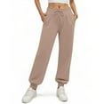 thumbnail image 2 of Tianiyouqing Cotton Sweatpants for Women Straight Leg High Waisted Fleece Lined Drawstring Loose Jogging Pants Summer Elastic Bottom Stretchy Waist Athletic Long Sweatpants Camel S, 2 of 4