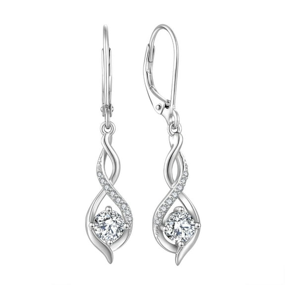 Blaniy Infinity Dangle Drop Earrings 925 Sterling Silver Leverback Earrings with Birthstone Jewelry Gifts for Her