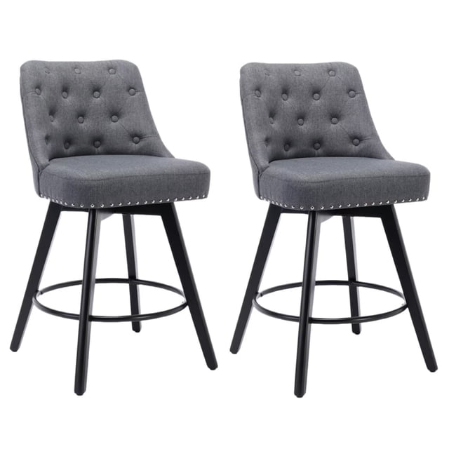 Bar Stools Set de 2 Moderno Swivel Counter Altura Backed Madera Legs Unholstered para Kitchen Island 26-Inch Seat Altura Linen Gris