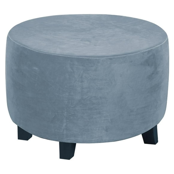 Round Ottoman Footrest Covers for Diameter 48-55 Gray blue