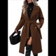 thumbnail image 2 of Gabardina de Lana Cruzada para Mujer, Abrigo de Invierno de Mezcla de Lana, Medio, Elegante. Marrón Oscuro XXL, 2 of 9