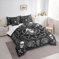 thumbnail image 2 of Castle Fairy Halloween Skull 7-Piece Twin Bedding,Hippie Paisley Cross Thorn Frame Pattern Bedding Comforter Set,Black White,Reversible, 2 of 7