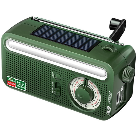 Solar Hand Crank Weather Radio Outdoor Flashlight Torch Solar Panel Power Bank AM/FM/NOAA Emergency Radio Survival Tool