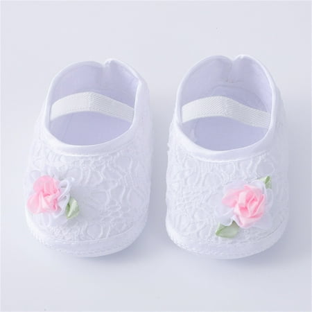 

LYCAQL Baby Shoes Fashion Soft Sole Toddler Dress Flower Princess Shoes Toddler Shoes Go Walk Baby (White 4.5 )