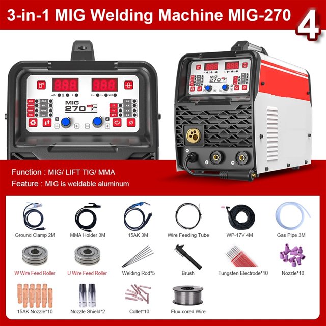 Soudeur MIG Portable Intelligent, Machine de Soudage MIG MIG/TIG/MMA 3 en 1, Onduleur Multifonction, Acier Doux