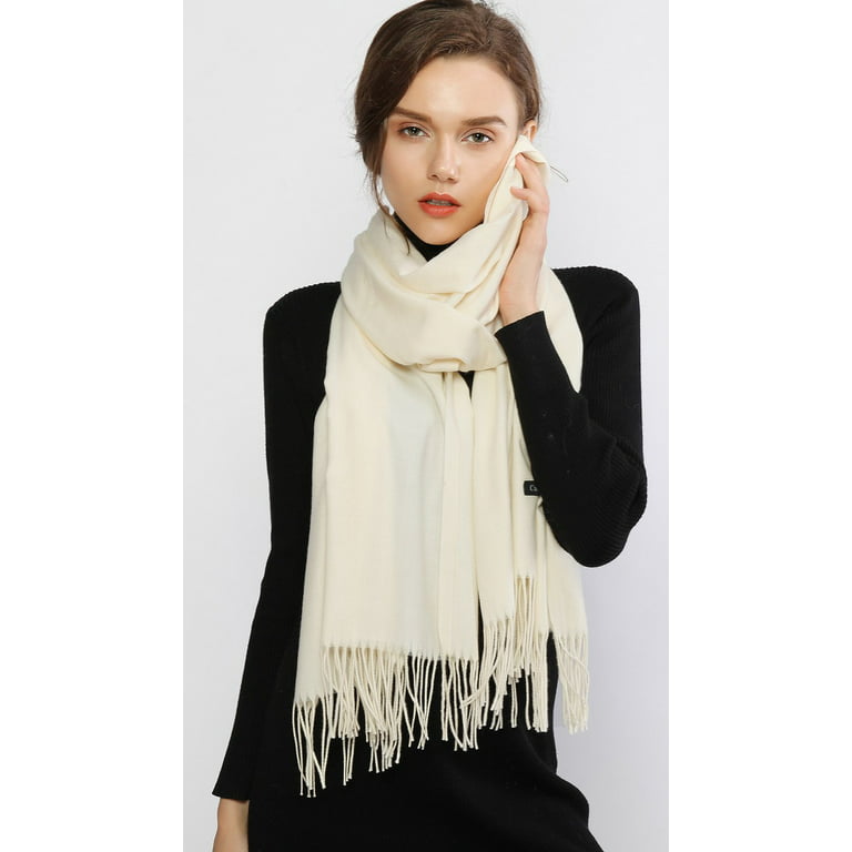 RIIQIICHY 100% Wool Scarf Pashmina Shawls and Wraps for Women Cashmere Warm  Winter More Thicker Soft Scarves Black at  Women's Clothing store