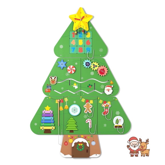 BlueWood Christmas Themed Magnetic Activity Wall Sensory Toy, Santa Claus