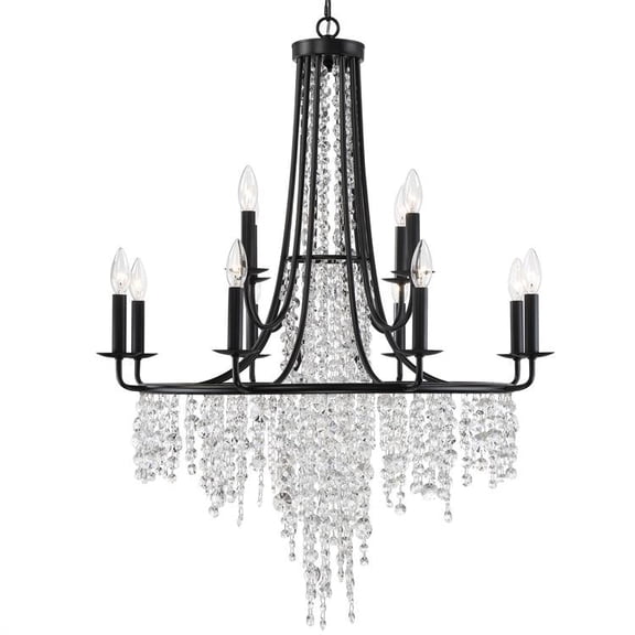 12 Light Chandelier-Matte Black Finish -Traditional Installation Crystorama Lighting Gab-B7312-Mk