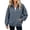 Gray, variant on IUYRTFE Women's Zip Up Fleece Jacket Long Sleeve Casual Relaxed Fit Collarless Coat with Pockets for Fall and Winter