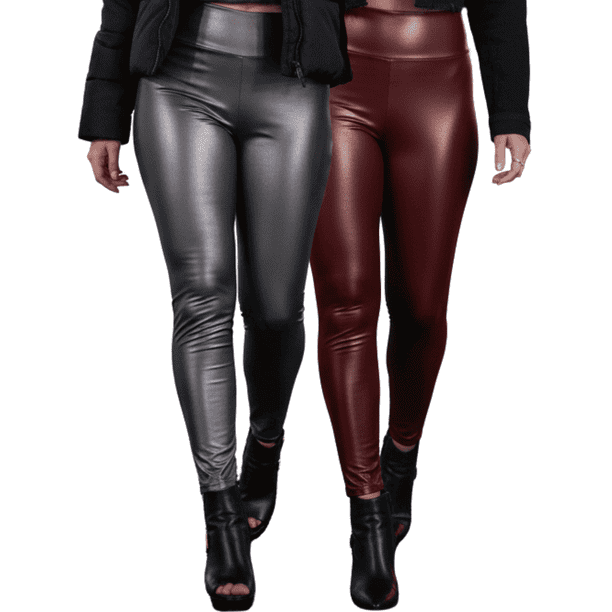 Set de 2 Leggins Moda Elegante Casual Mujer Mallones Vinipiel