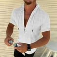 thumbnail image 2 of Big and Tall Shirts for Men Hooded Zipper Cardigan T Shirt Summer Fashion Plaid Sleeveless T Shirt Mens Lapel Top Mens Large Tall Shirts Heavy Men for Short Sleeve Running Clothes M, 2 of 8