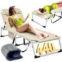 Slsy 3in1 Sun Tanning Chair with Mattress, Heavy Duty Summer Lounger Chair with Face Arm Hole, Adjustable, Removable Pillow & Carry Handle, Sunbathing Chair for Patio, Poolside, Lawn, Beach