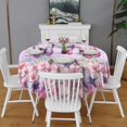 thumbnail image 2 of Pink Butterfly Flower Pattern Round Tablecloth 60"x60",Wrinkle Wipeable Table Cloth for Kitchen Dining Room Picnic Patio Party, 2 of 6