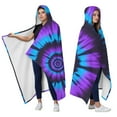 thumbnail image 2 of Wearable Blanket,Blue Purple Tie Dye Pattern Hooded Wearable Flannel Blanket for Adults & Teens,Winter Poncho Shawl Wrap Cape Cozy Anti-Pill,50"x60", 2 of 5
