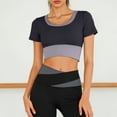 thumbnail image 4 of DAFEI Workout Tank Tops for Women Side Ruched Short Sleeve High Neck Crop Top Summer Athletic Gym Shirts, 4 of 5