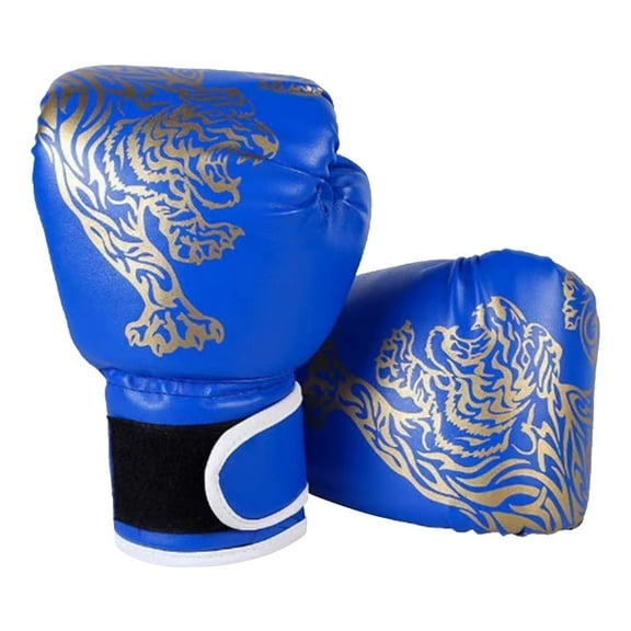 Muay Thai Competition Gloves PU Leather Sponge Professional MMA Kickboxing Boxing Gloves Breathable Comfortable Fighting Taekwondo Mitts for Training Sandbag (Blue Adult)