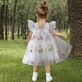 thumbnail image 4 of Fesfesfes Girls Ruffled Mesh Lace Sleeveless Party Dress Summer Embroidery Bow Dresses,Round Neck Fashion Outfit for Special Events(White,1 Years), 4 of 9