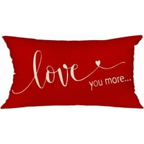 Valentines Day Pillow Cover 12x20 inch Farmhouse Valentines Day Decor for Home Red Love You More Valentine Pillows Decorative Throw Pillows Valentines Day Decorations
