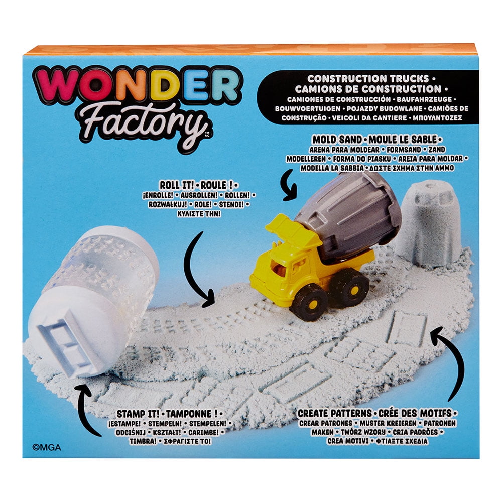 Wonder Factory Never Dry Sand Construction Trucks - Blue + Cement Mixer - Never Dries Out and Gluten Free