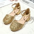 thumbnail image 4 of Kushyshoo Gold Girls Dress Shoes Mary Jane 1 inch Low Heel Pumps Wedding Party Princess Kids Shoes 1M, 4 of 7