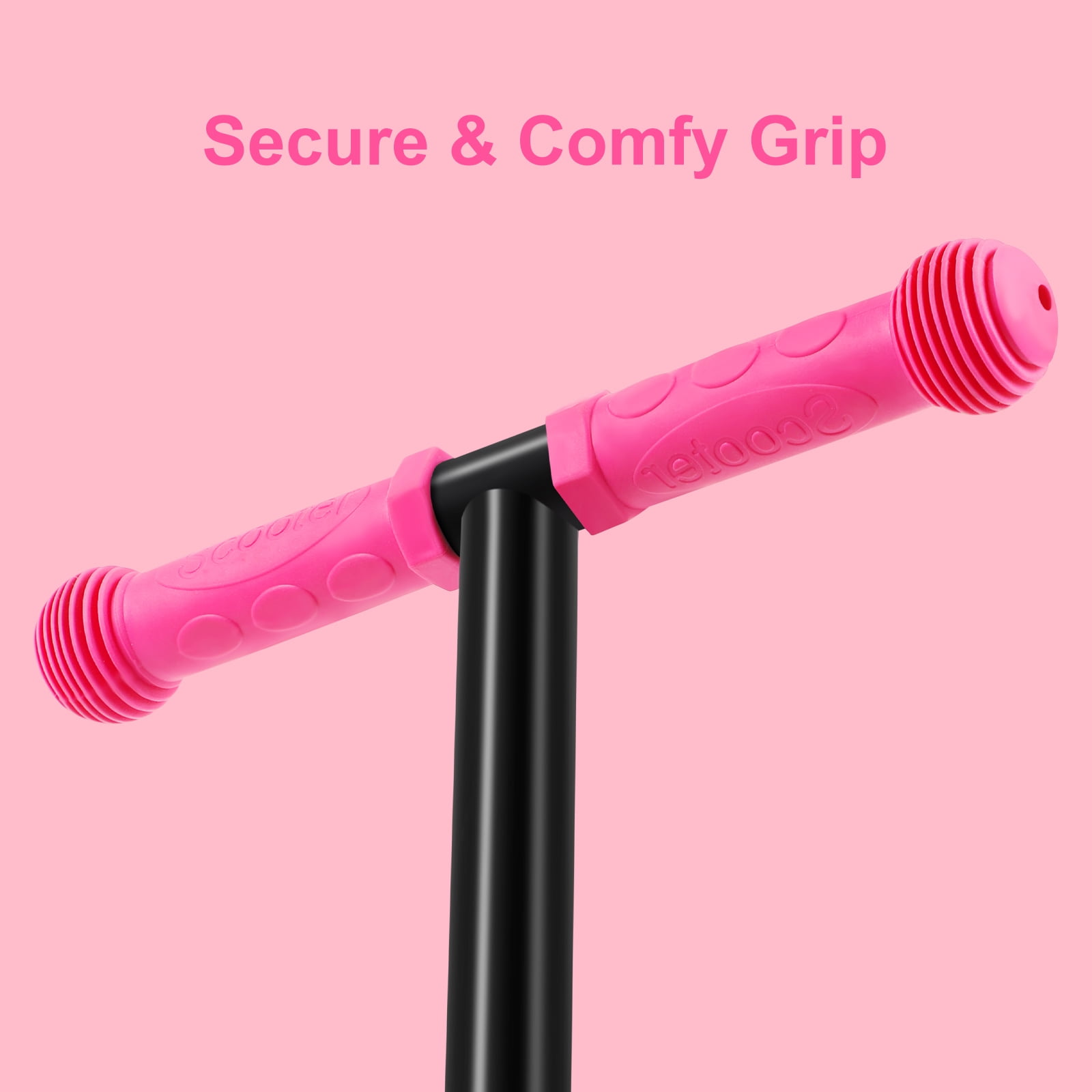 Kids Kick Scooter with Adjustable Height and Light Up Wheels, Pink