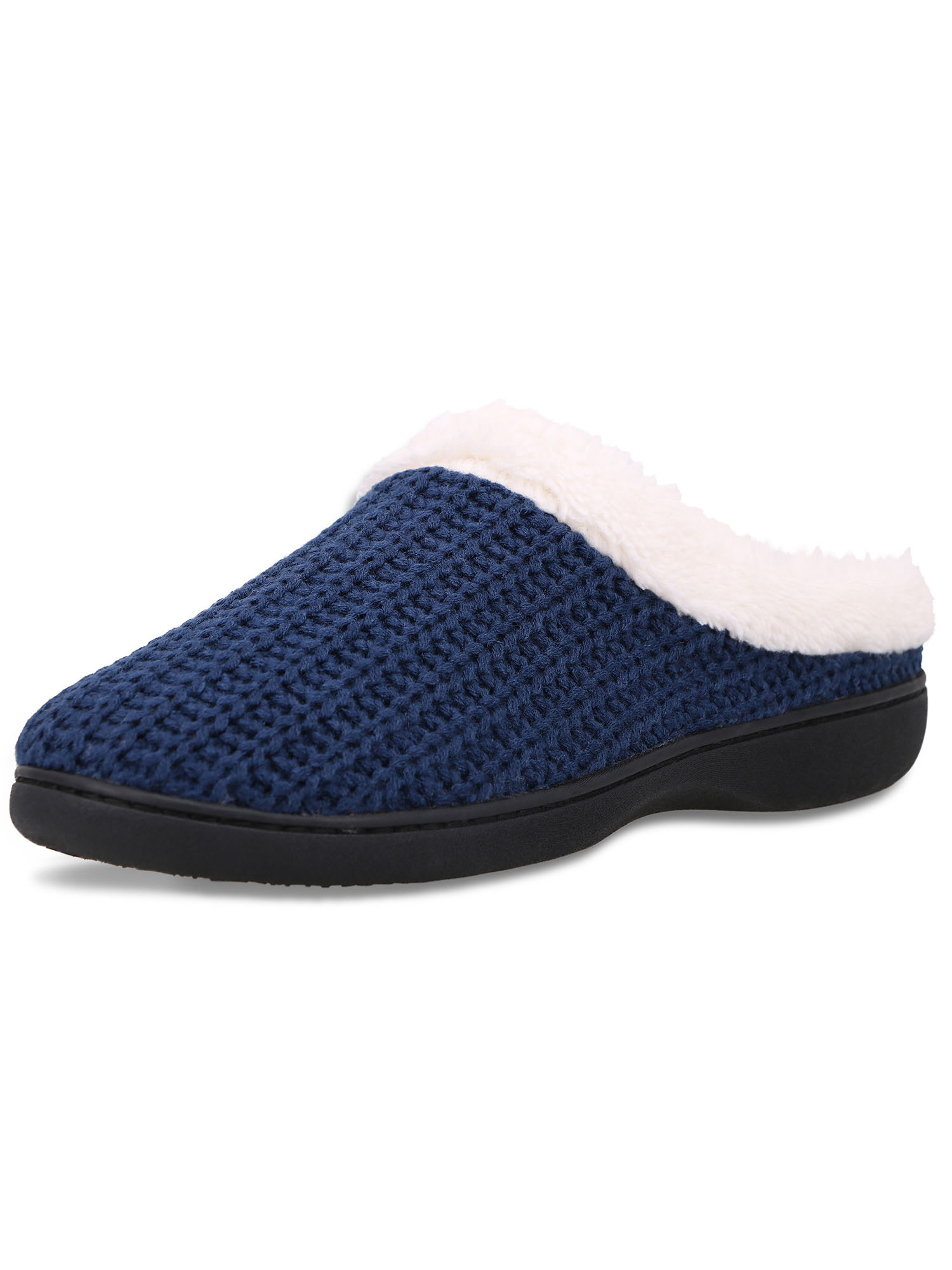 BASILICA - Men's Fleece Lined Rubber Sole Indoor/Outdoor Knit Slippers ...