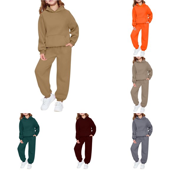 Girls Solid Color Hoodie No Drawstring Long Sleeve Pullover Casual Top For Kids