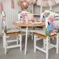 thumbnail image 3 of Summer Vibes Flamingo Chair Covers Set of 1 Summer Tropical Plants Palm Leaves Chair Back Covers Stretch Removable Washable Slipcovers Protector for Dining Room Kitchen Party Decor, 3 of 9