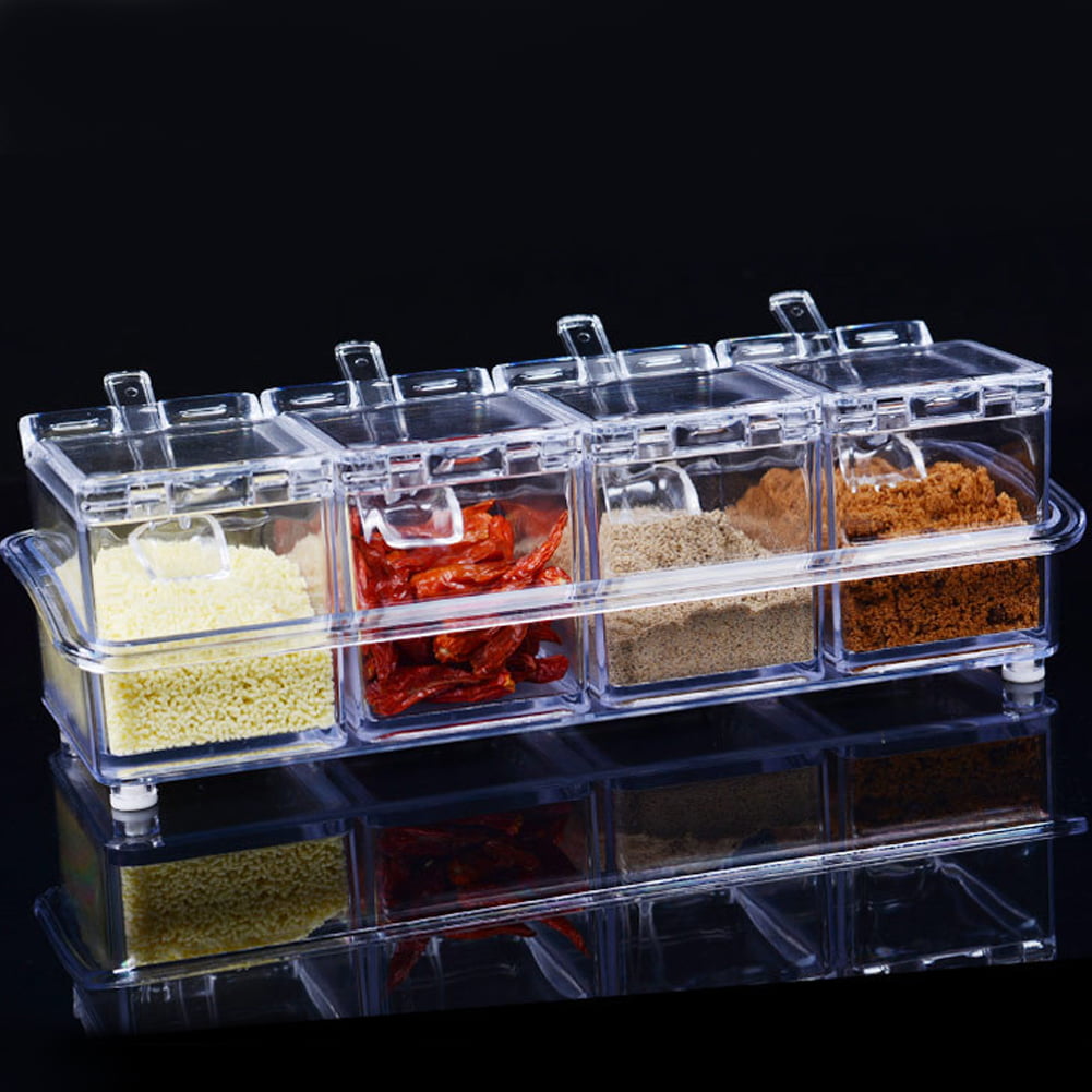 Details about   Kitchen Seasoning Storage Box Spice Pots Salt Sugar Can Container Condiment Jar 