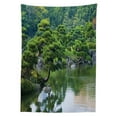 thumbnail image 3 of Ambesonne Nature Tablecloth Rectangular Table Cover, River Landscape Trees, 60"x90", Green, 3 of 4