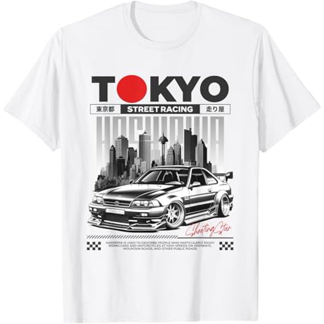 Men'S Underground Drifting Graphic T-Shirt - Racing with Japanese Print, Loose and Comfortable Breathable Summer Street Casual Top, Machine Washable and Versatile, Double-sided Print
