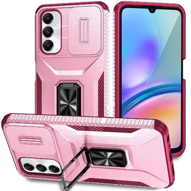 Funda para GANGXUN Samsung Galaxy A05S - Soporte metálico, Función magnética, Rosa