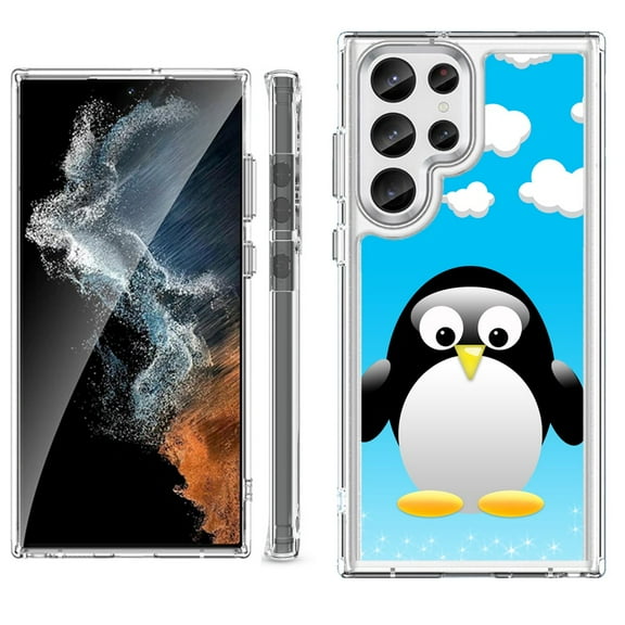 Shockproof Bumper Phone Case for Samsung Galaxy S23 Ultra 5G, by OneToughShield ® - Penguin