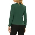 thumbnail image 3 of INSPIRE CHIC Women's Solid Long Sleeve Chiffon Work Business Blouse XS Dark Green, 3 of 6