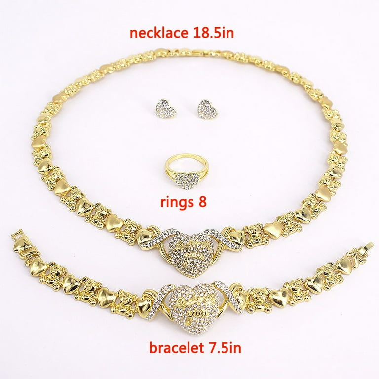 Teddy bear necklace hot sale and bracelet set