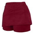 thumbnail image 5 of hlysgo Womens 2-in-1 High Waisted Skort Wide Band Tummy Control Side Split Built-in Shorts Athletic Skirt for Tennis Golf Running Yoga Casual Wear Wine,3xL, 5 of 6