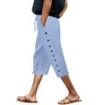 thumbnail image 2 of Capri Pants for Women Spring Summer Relaxed Fit Lightweight Elastic Waist Straight Leg Cropped Pants Capris with Pockets, 2 of 9