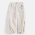 thumbnail image 5 of ZHOGXU Lightweight Solid Color Elastic Waist Drawstring Wide Leg Kids Capri Girls Pants With Pocket Back To School Wear, 5 of 5