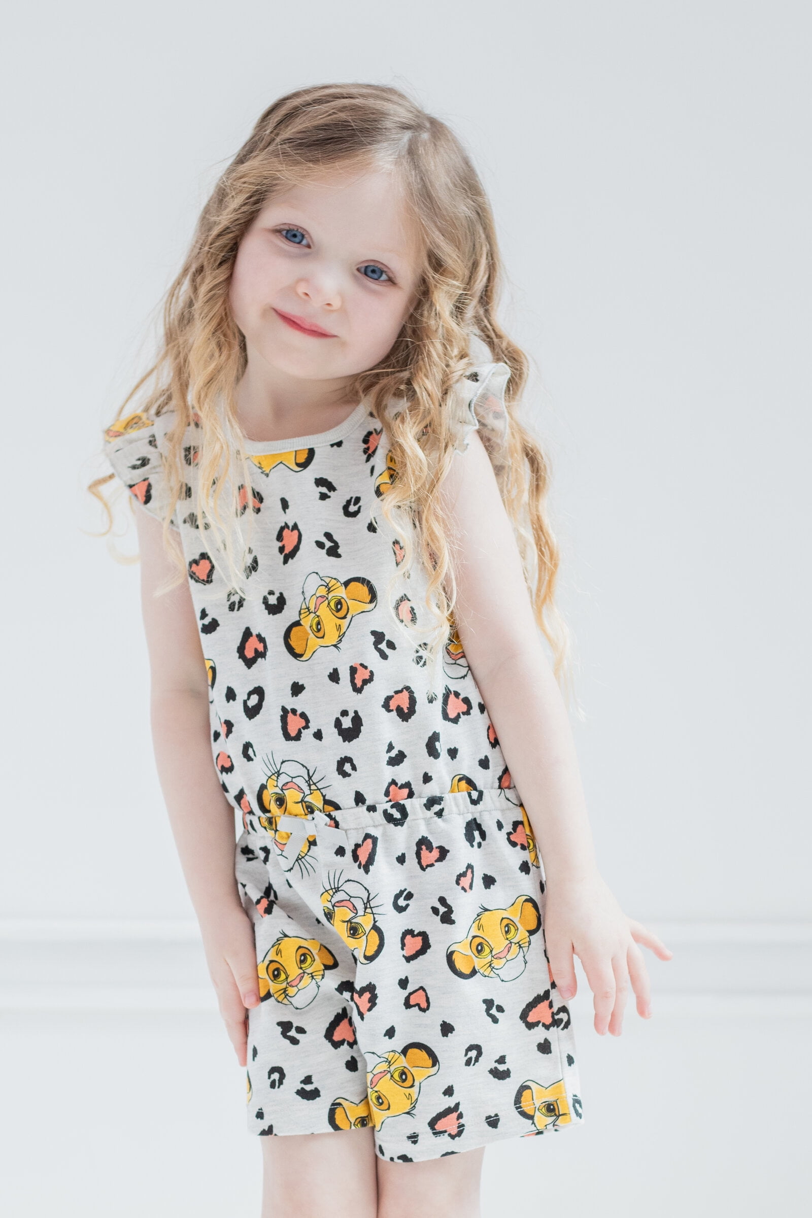 Disney Lion King Simba Toddler Girls French Terry Sleeveless Romper Toddler to Big Kid