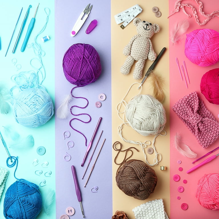 68 Pcs Crochet Kits for Beginners Colorful Crochet Hook Set with Case Practical Knitting Starter Kit 13 Crochet Hooks 6 Rolls Yarn and Knitting