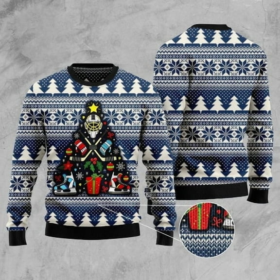 Hockey 3D Christmas Sweater, Funny Xmas Sweater, Sweater Xmas